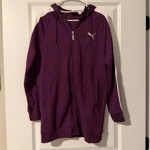Puma Evostripe Hoodie Women's L Purple Sweatshirt Full-Zip Ribbed Raglan Sleeve